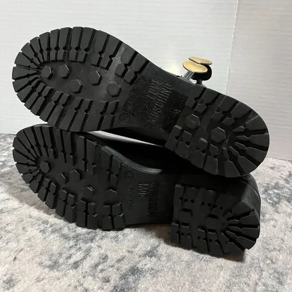 Love Moschino Women’s Black Combat Boots Heart Graphic Side Zip Lug Sole Size 40 - Picture 7 of 7